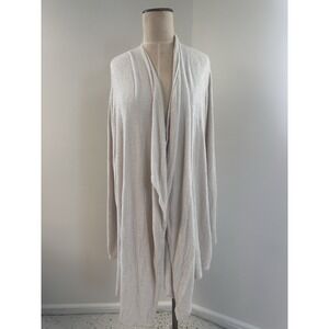 Shimera Open Cardigan Women M Oatmeal Waterfall Fleece Long Sleeve Stretch READ